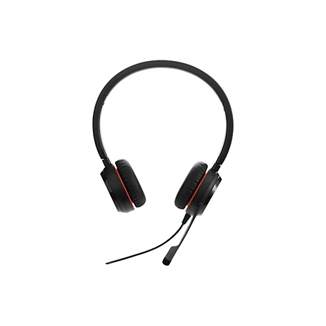 Casque noir avec accent rouge sur fond blanc.