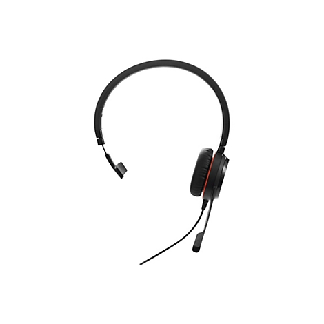 Casque noir avec microphone sur fond blanc.