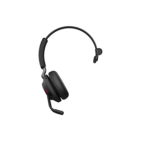 Schwarzer Over-Ear-Kopfhörer mit Mikrofon. Der Kopfhörer zeigt einen roten Akzent.