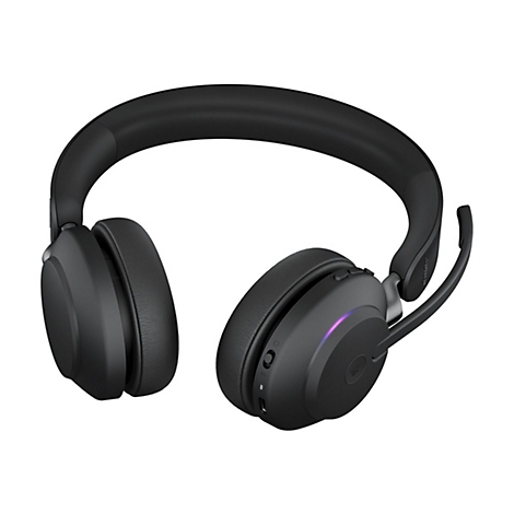Schwarzer Over-Ear-KopfhÃ¶rer mit Mikrofon vor weiÃŸem Hintergrund.