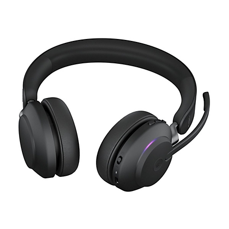 Schwarzer Over-Ear-Kopfhörer mit Mikrofon, weißer Hintergrund.