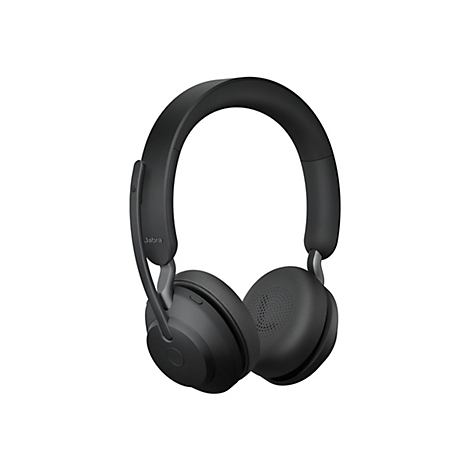 Schwarzer Jabra-Over-Ear-Kopfhörer, schlichtes Design. Ohrmuscheln, Bügel und Logo sichtbar.