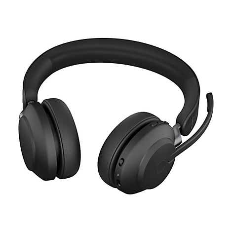 Schwarzer Over-Ear-KopfhÃ¶rer mit Mikrofon und BÃ¼gel. Auf weiÃŸem Hintergrund.