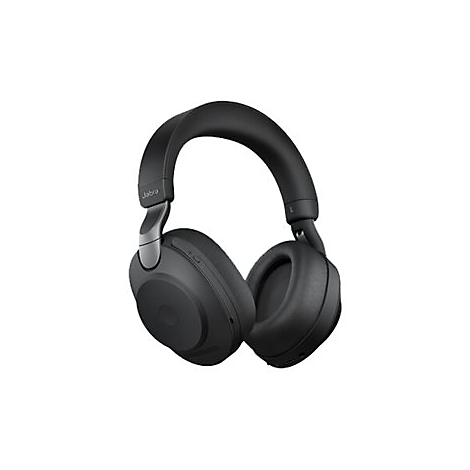 Casque noir avec le logo Jabra sur fond blanc. Le design est moderne et minimaliste.