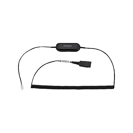 Schwarzes Telefonkabel mit Stecker, GN1200 Aufdruck.