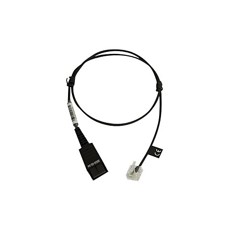 Schwarzes Kabel mit Steckern an beiden Enden. Ein Stecker ist rechteckig, der andere transparent und rechteckig.