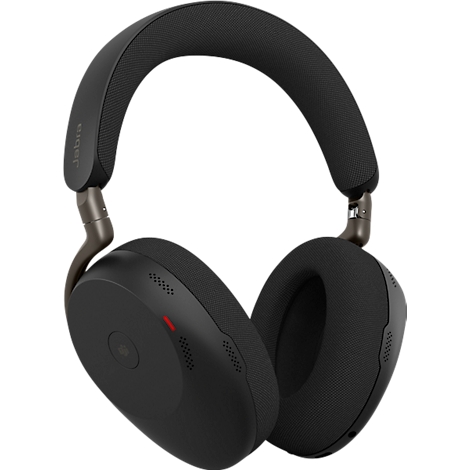 Casque noir avec oreillettes rembourrées et arceau rembourré. Le logo est visible sur l'arceau.