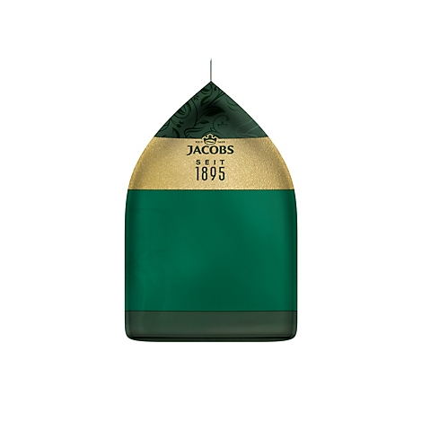 Jacobs Kaffeeverpackung mit dunkelgrünem und goldfarbenem Design und dem Logo.
