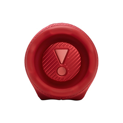 Roter Lautsprecher mit JBL-Logo, Nahaufnahme der Bedienoberfläche.