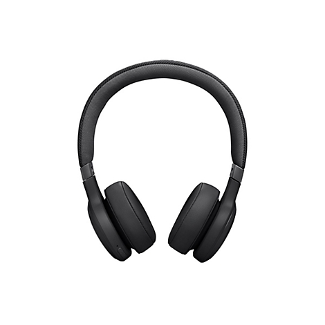 Schwarzer Over-Ear-Kopfhörer mit texturiertem Kopfbügel und gepolsterten Ohrmuscheln auf weißem Hintergrund.