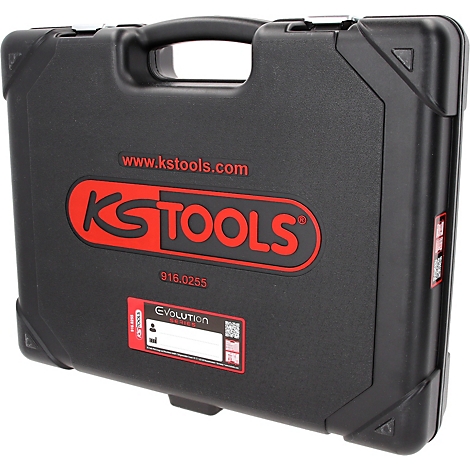 Mallette à outils robuste noire de KS Tools avec logo rouge et inscription sur le devant.