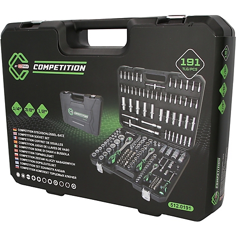 Mallette à outils noire contenant un jeu de douilles de 191 pièces de KS Tools.