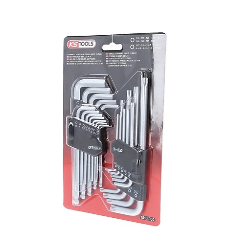 Emballage blister contenant un jeu de clés Allen et Torx de KS Tools.
