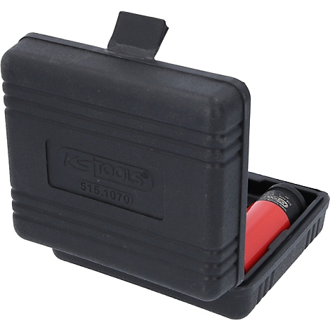Mallette à outils noire, ouverte. Insert rouge visible, marque KS Tools. Inscription : 515.1070.