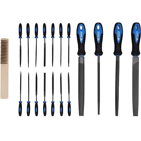 Jeu de limes KS-Tools, avec brosse à limes, 19 pièces, dans une pochette de rangement