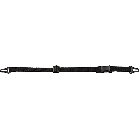 Ceinture noire avec boucles, mousquetons et possibilités de réglage.