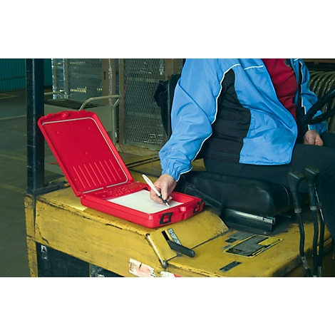 Justrite Dokumentenbox Mittel, Polyethylen, mit Verschluss, B 279 x T 54 x H 368 mm, rot