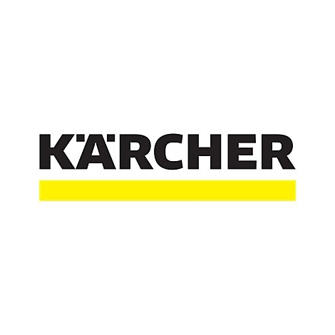 Kärcher Firmenlogo: schwarzer Schriftzug Kärcher über einem gelben Balken.