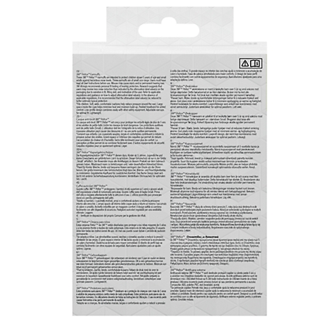 Verpackung mit Text, Aussparung zum Aufhängen.