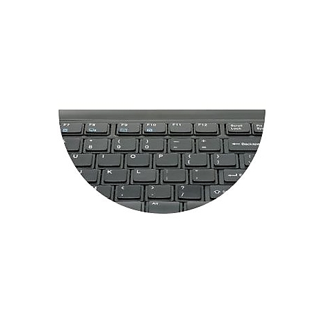 Nahaufnahme einer schwarzen Tastatur. Deutlich erkennbar sind Buchstaben, Zahlen und Sonderzeichen.