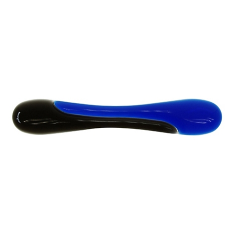 Blaue und schwarze Handballenauflage, ergonomisch geformt. Aufschrift 'Kensington'.