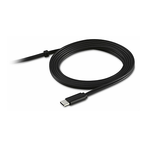 CÃ¢ble USB-C noir, en forme de boucle.