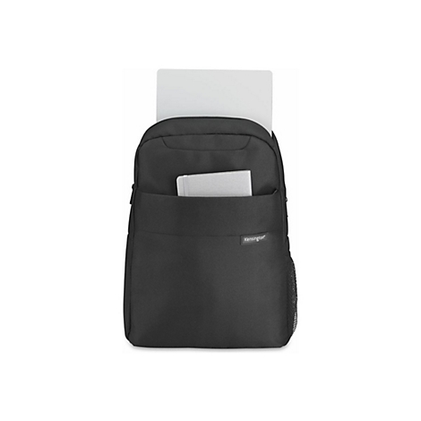 Sac à dos Kensington noir, avec ordinateur portable et carnet.