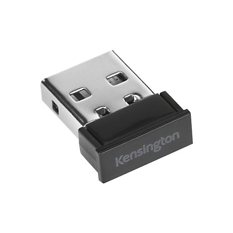USB-EmpfÃ¤nger in Schwarz und Silber. Auf der schwarzen Seite steht Kensington.