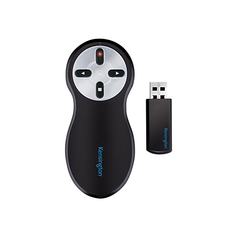 Kensington Presenter-Fernbedienung mit USB-Empfänger auf weißem Hintergrund.