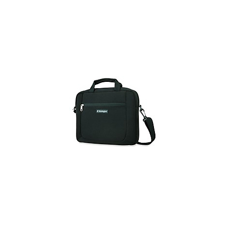 Schwarze Laptoptasche mit Tragegriff, Reißverschluss und Schultergurt.