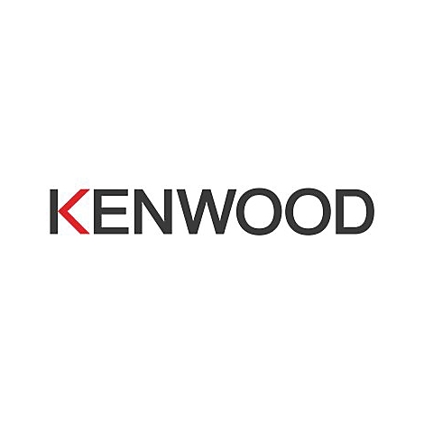 Das Kenwood Markenlogo in schwarzer Schrift mit einem roten K.