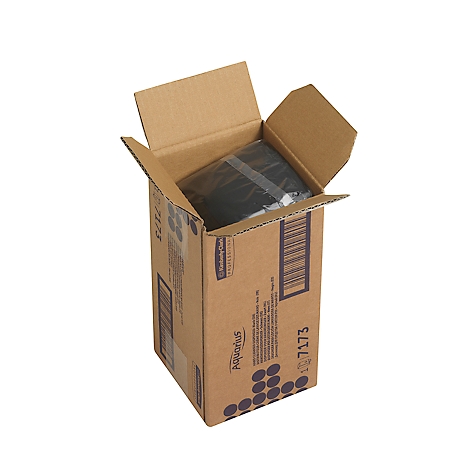 Cardboard box with black content partially visible. The box is open.