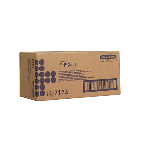 A cardboard box with the word Aquarius and a barcode.