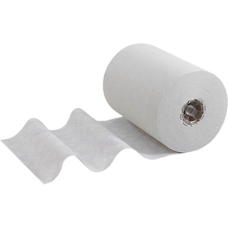 A white paper roll, which shows a pattern that is being unrolled.