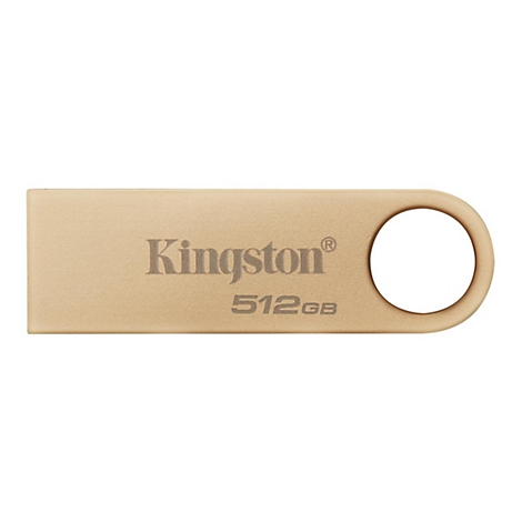 Goldener USB-Stick von Kingston mit 512 GB Speicher.