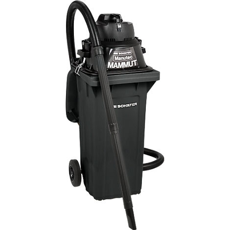 Aspirateur industriel noir "Manutec Mammut", tuyau, roues, inscription "SCHAFER".