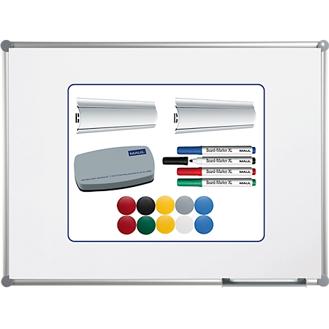 Kit complet tableau blanc MAULpro Whiteboard 2000, L 900 x H 600 mm + accessoires pour tableau blanc Set 3