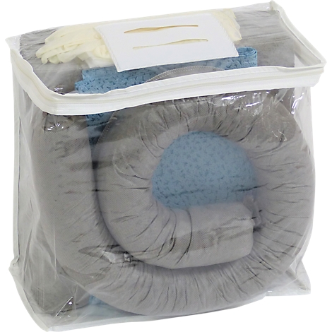 Kit d'urgence anti-fuites universel - absorption 20 L - gris - pochette en PVC de 41 p.