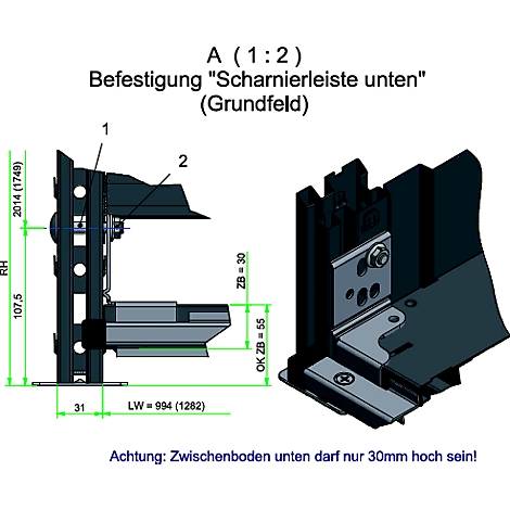 Kit de montaje para puertas abatibles de la estantería sin tornillos R 3000/4000, tornillos y tuercas