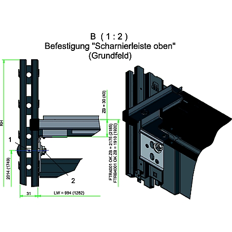 Kit de montaje para puertas abatibles de la estantería sin tornillos R 3000/4000, tornillos y tuercas