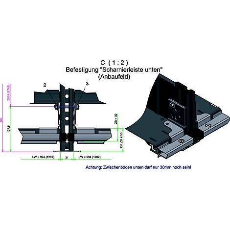 Kit de montaje para puertas abatibles de la estantería sin tornillos R 3000/4000, tornillos y tuercas