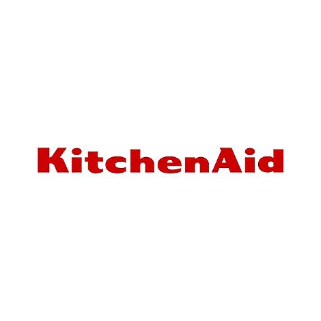 Roter KitchenAid-Schriftzug auf weißem Hintergrund.