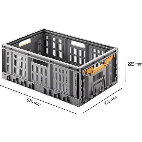 Klappbox RILEY, 600 x 400 x 410 mm, schwarz, 10 Stück/Packung