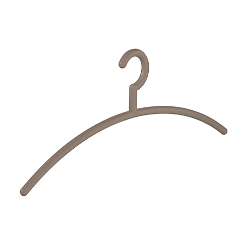 Bruine kledinghanger tegen witte achtergrond.