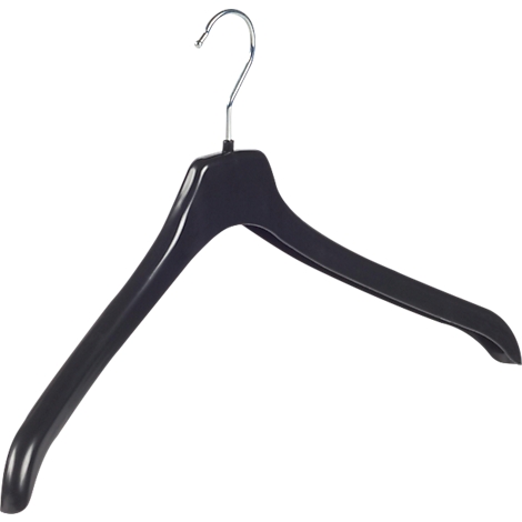 Zwarte kledinghanger met zilveren haak.