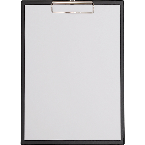 Klembord met leeg wit papier en metalen klem.