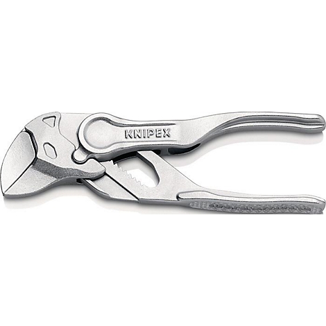 Une clé à molette argentée, la marque KNIPEX est visible.