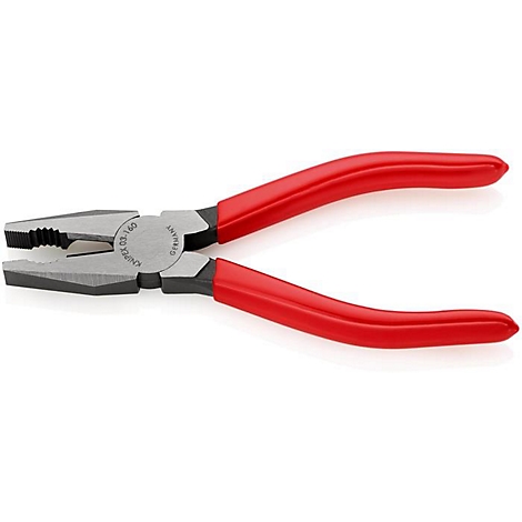 Knipex Zange mit roten Griffen. Der silberne Kopf zeigt 'GERMANY' und Modellnummern.