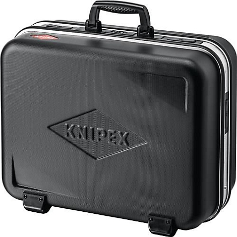 Black Knipex tool case with handle, silver edges and logo.