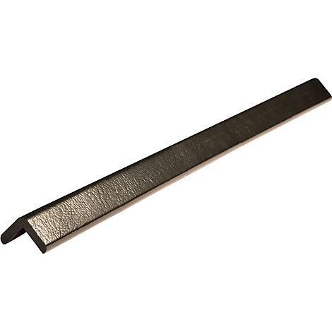 Black L-shaped corner, made of a textured material, on a white background.